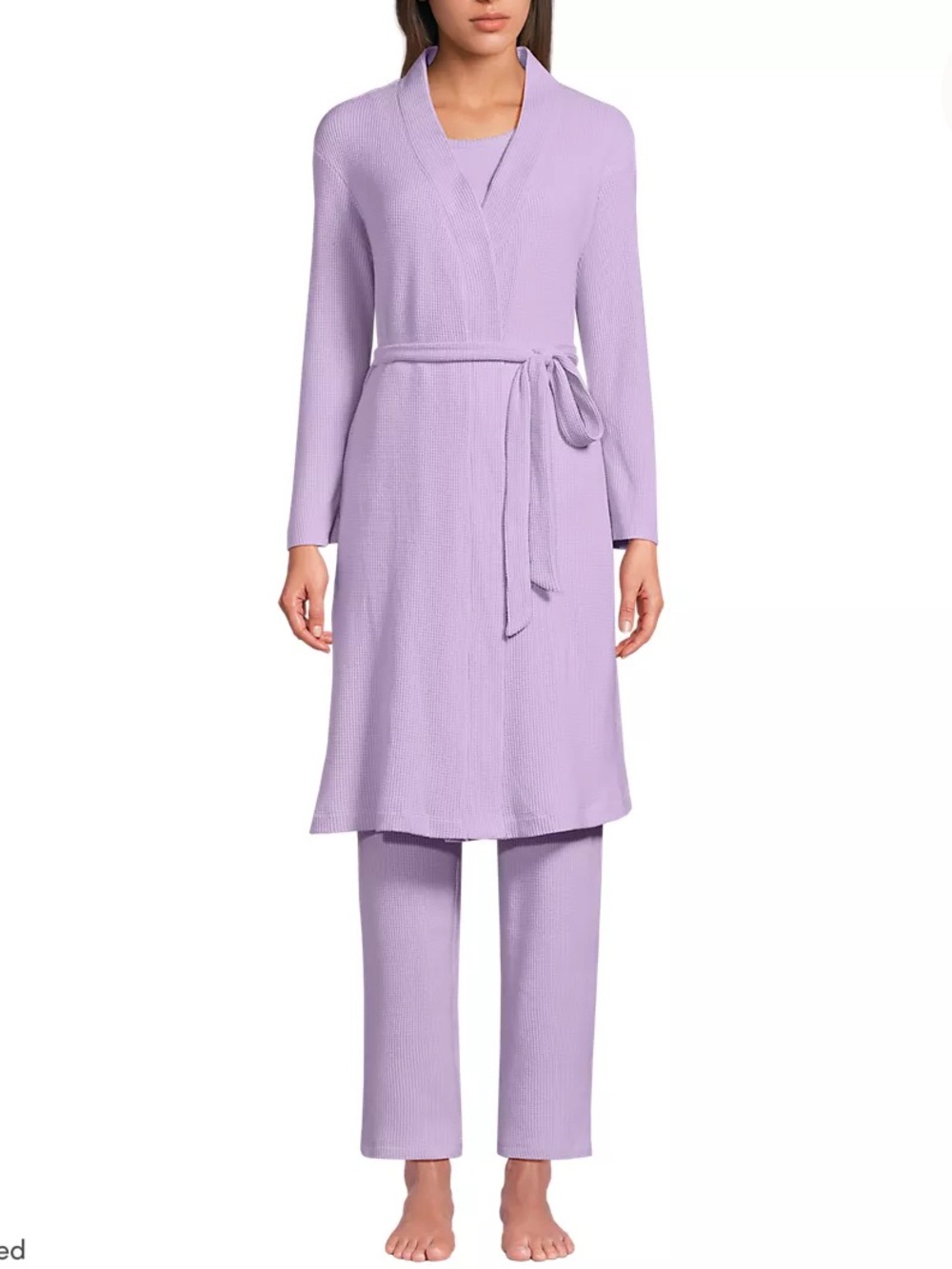 🆕 Brushed Cozy Waffle Jersey 3 Pc Pajama Set Top, Pants, Robe size 1X